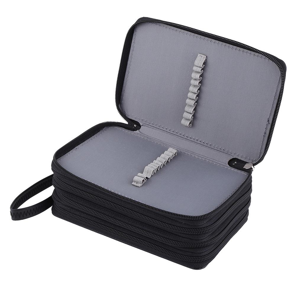 

72 слота PU кожа большой емкости карандаши сумка школьные принадлежности портативный органайзер для ручек(черный) чёрный