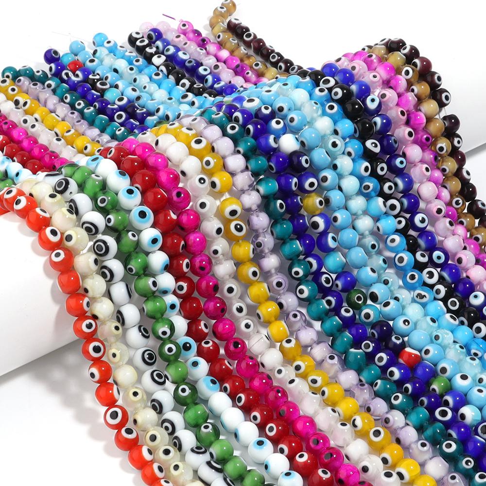 1 Strand Colorful Lampwork Beads Evil Eyes Round Loose Spacer Glass Beads For DIY Bracelet Necklace Jewelry Findings 4 6 8 10mm