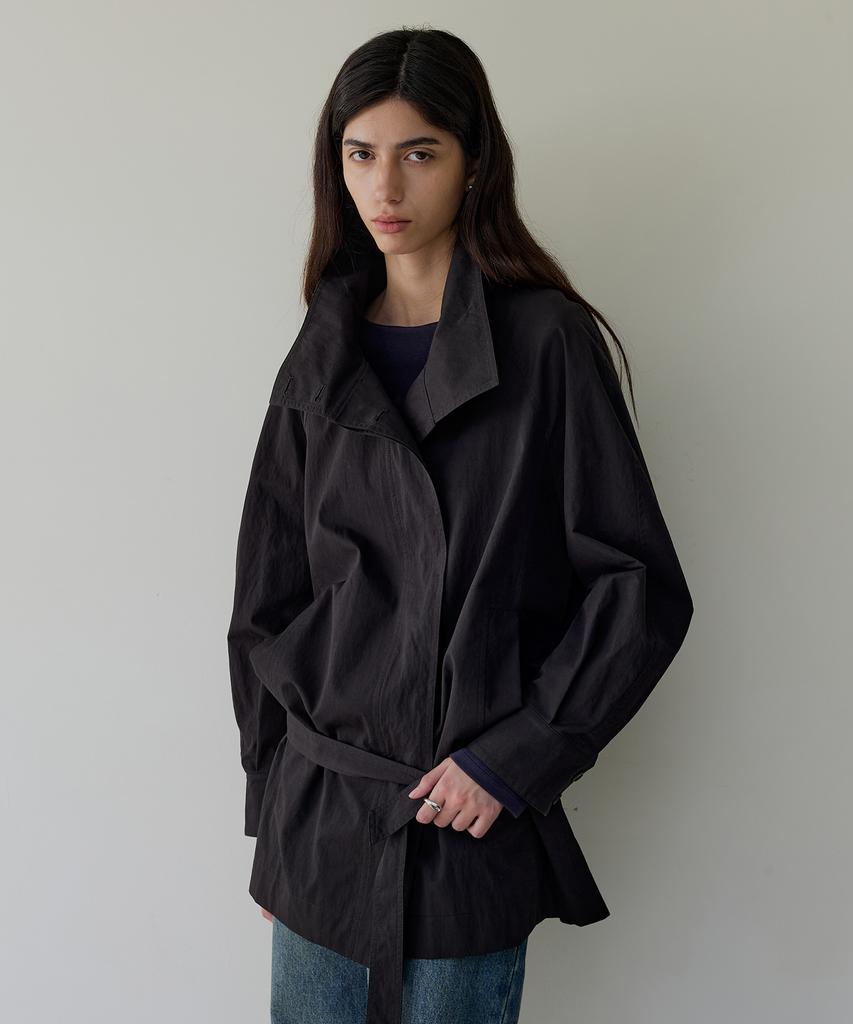 ARTID Belted Trench Half Coat_Charcoal