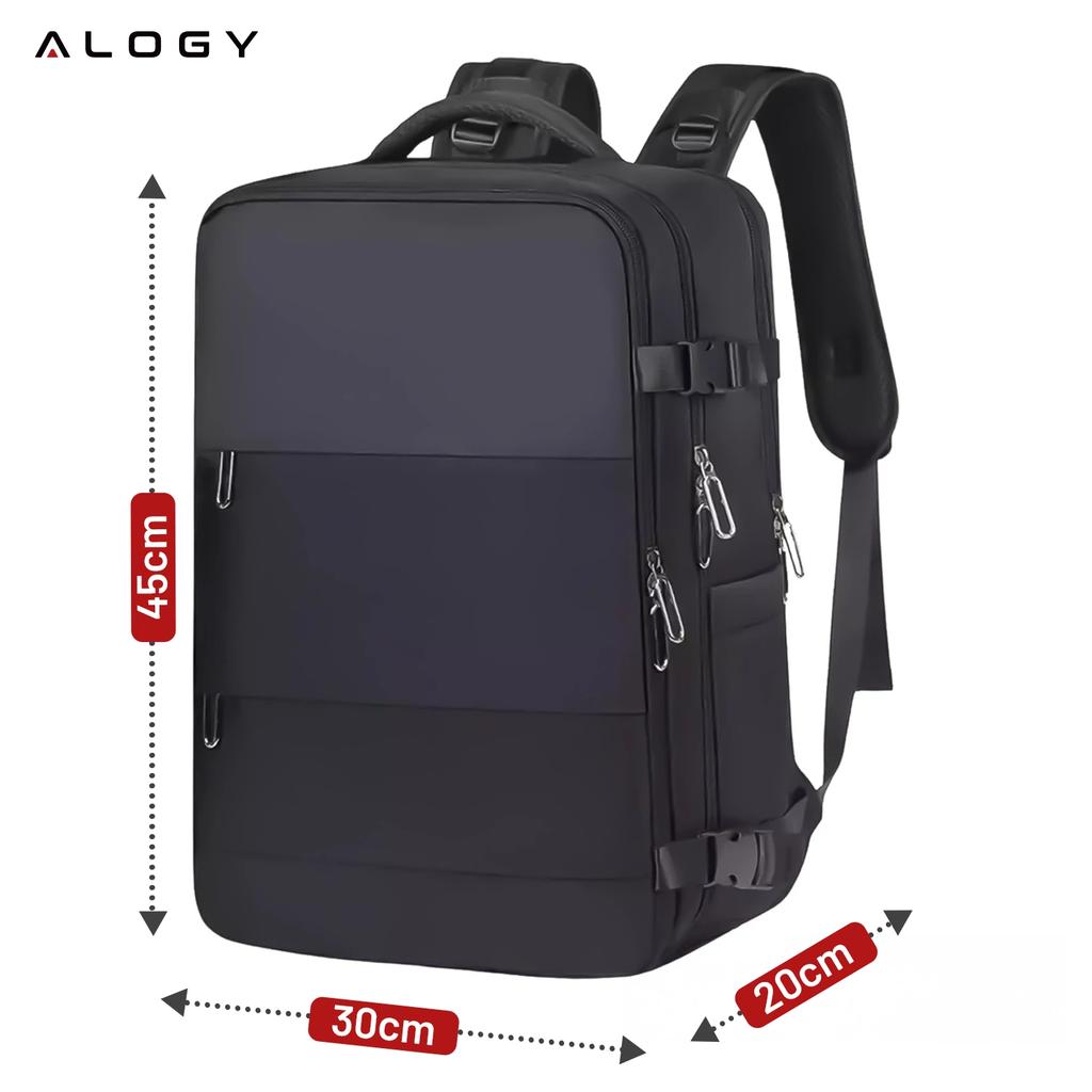 Men's Women's Travel Laptop Backpack for Suitcase Luggage for Plane Work School 45X30X20Cm Alogy Unisex Black