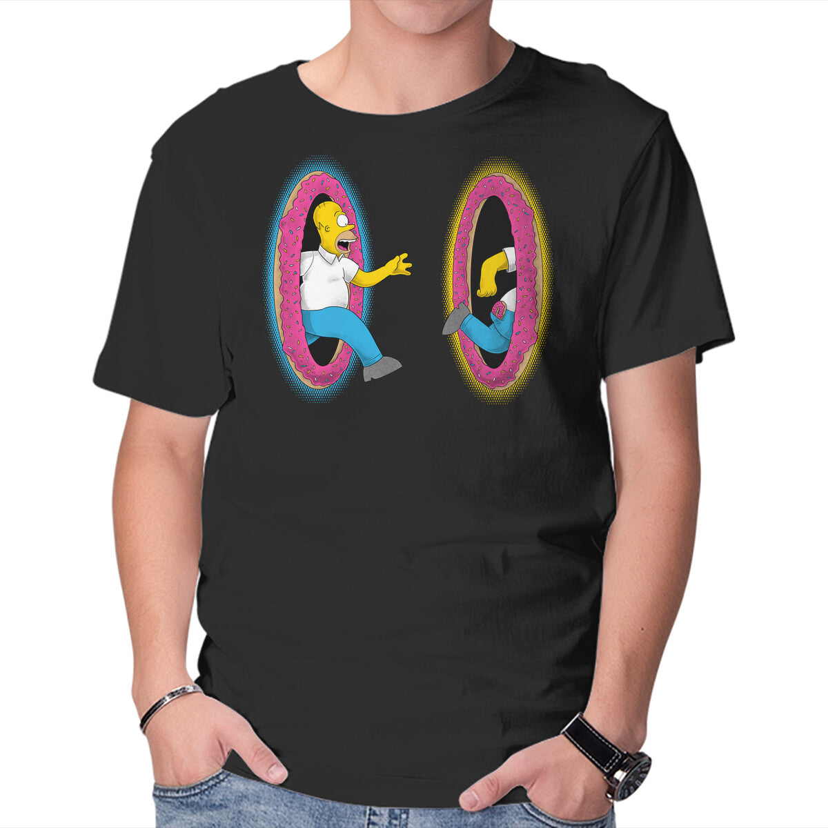 Unisex Crew Neck T-Shirt Portal Donuts Graphic Short Sleeve Casual Tee M