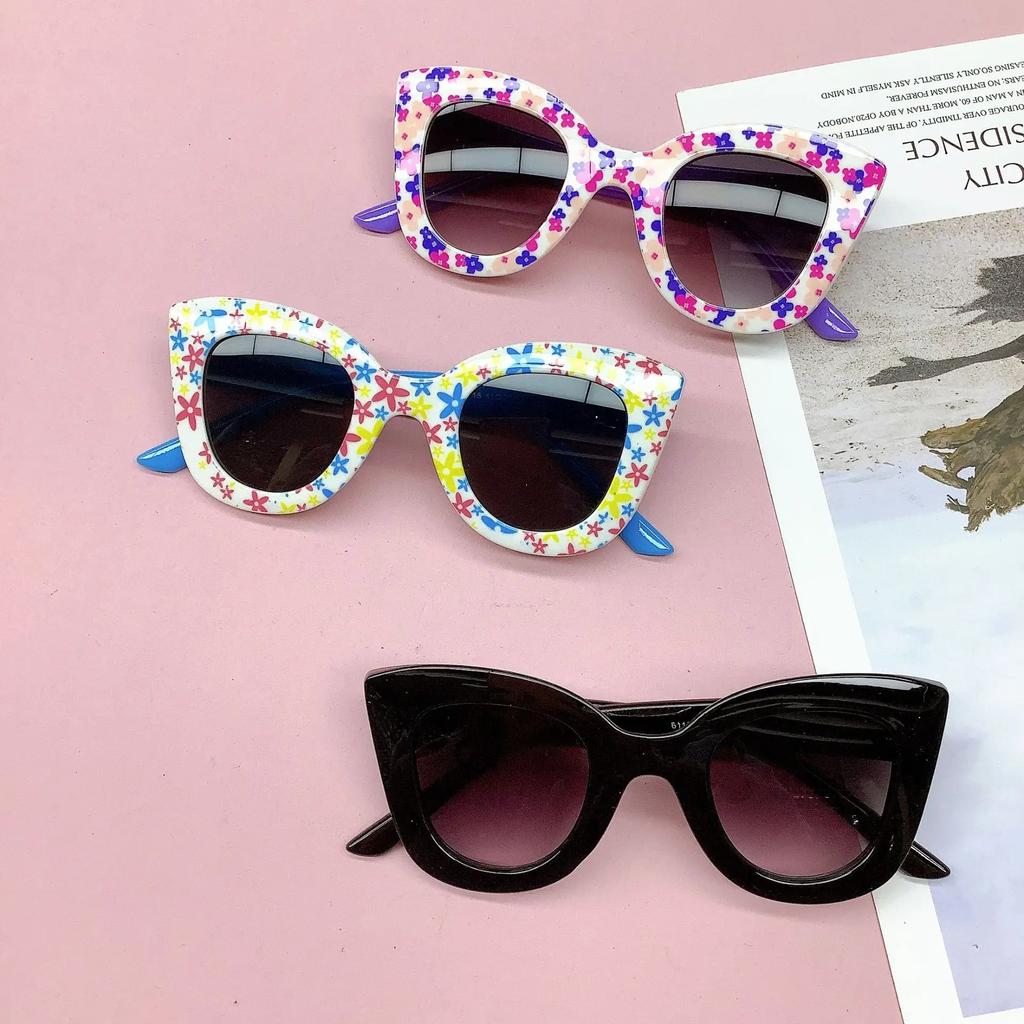 Girls Boys Cute Floral Printing Sunglasses Outdoor Sun Protection Children Lovely Vintage Glasses Classic Kids Eyewear Goggles
