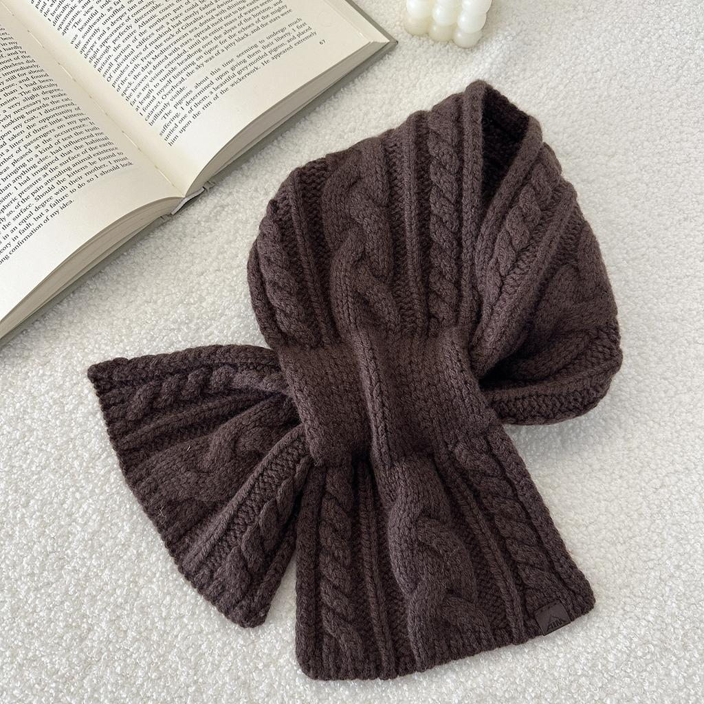Cross Scarf New Fried Dough Twists Monochrome Fork Neck Warm Scarf Versatile Vintage Scarf
