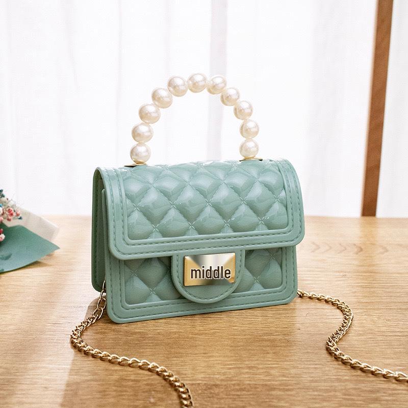 Women's Crossbody Argyle Jelly Bag with Pearl Coin Purse