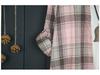 Camicia Giacca da Donna a Quadri Rosa in Cotone e Lino di Media Lunghezza Larga Primavera/Autunno