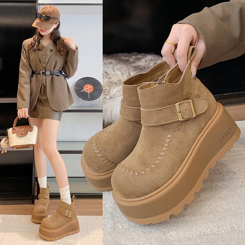NEW Designer Platform Ankle Boots Woman Suede Shoes Warm Snow Boot Woman 2026 Winter Trend Fashion Walking boot