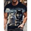 Men's 3D Wolf Pattern T-shirt Casual Regular Edition O Neck Short Sleeved Summer Machine Washable Daily Clothing
