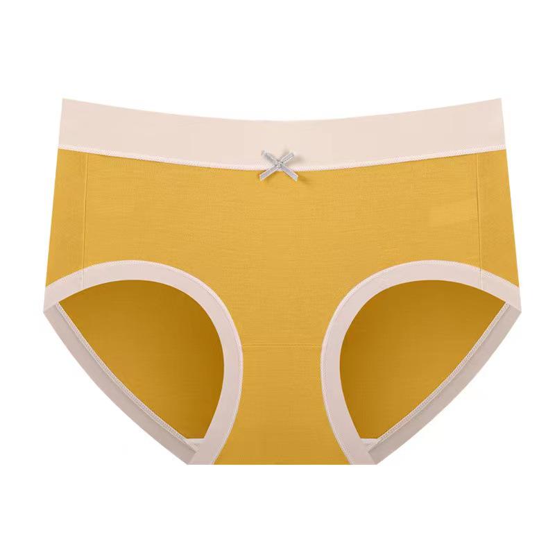 Japanese Style Soft Modal Cotton Mid-Waist Antibacterial Color Block Triangle Panties for Girls
