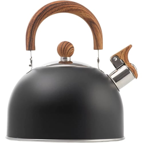 2.5L Whistling Kettle, Induction Compatible, Wide Mouth, Stainless Steel, Wood Grain Handle, Large Capacity