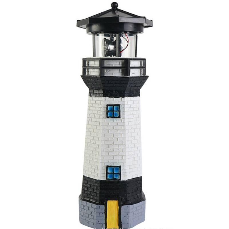 Powered Solar Lighthouse Led Rptating Model Outdoor Garden Light Decor House
