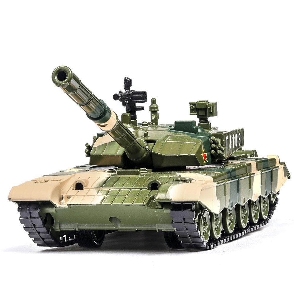 1:32 Scale ZTZ-99 Alloy Diecast Model Tanks Sound Light Pull Back Rubber Track High Simulation Military Vehicles for Boys Gifts