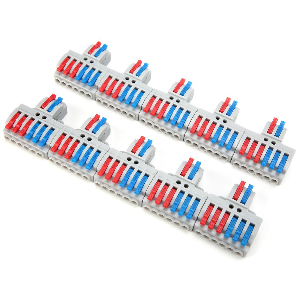 10Pcs Wire Conductor Connector 2in6out with Fixed Hole 4mm Splitter Fast Terminal Block 600V