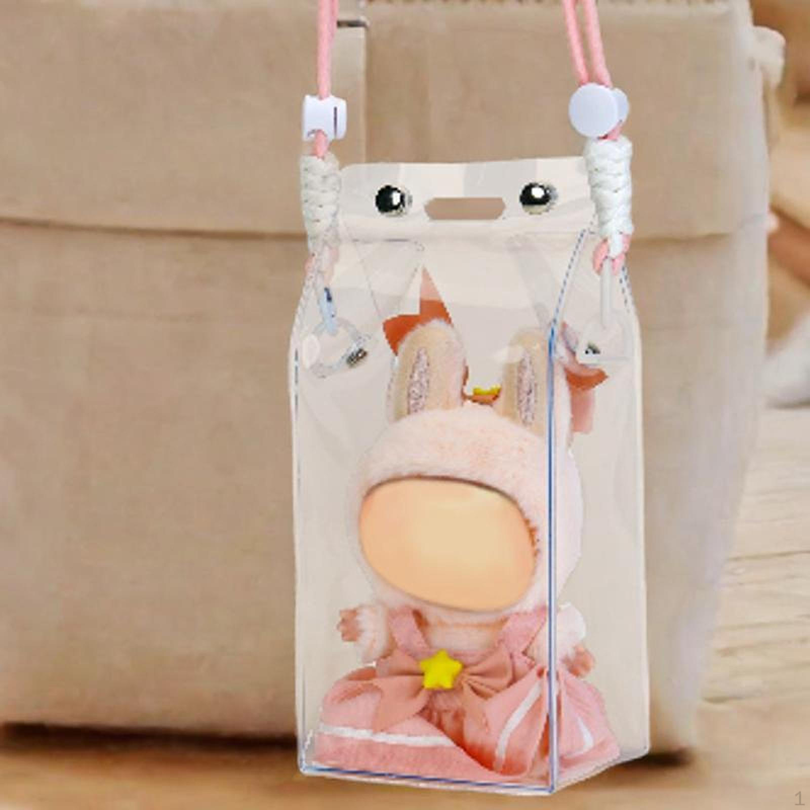 

Doll Display Bag Organizer Practical Visible PVC Storage Box Carrying Case for Collectibles Mini