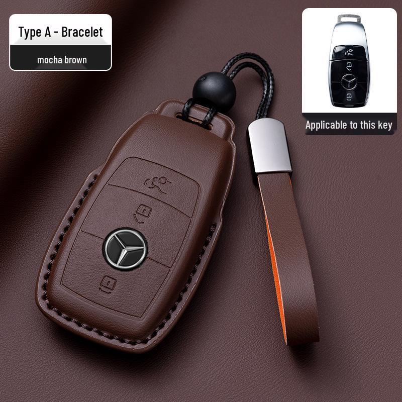 Mercedes-Benz Original Color Nappa Leather Key Case for GLE, GLAC200L, C260L, E300L, E-Class, S-Class, and C-Class.