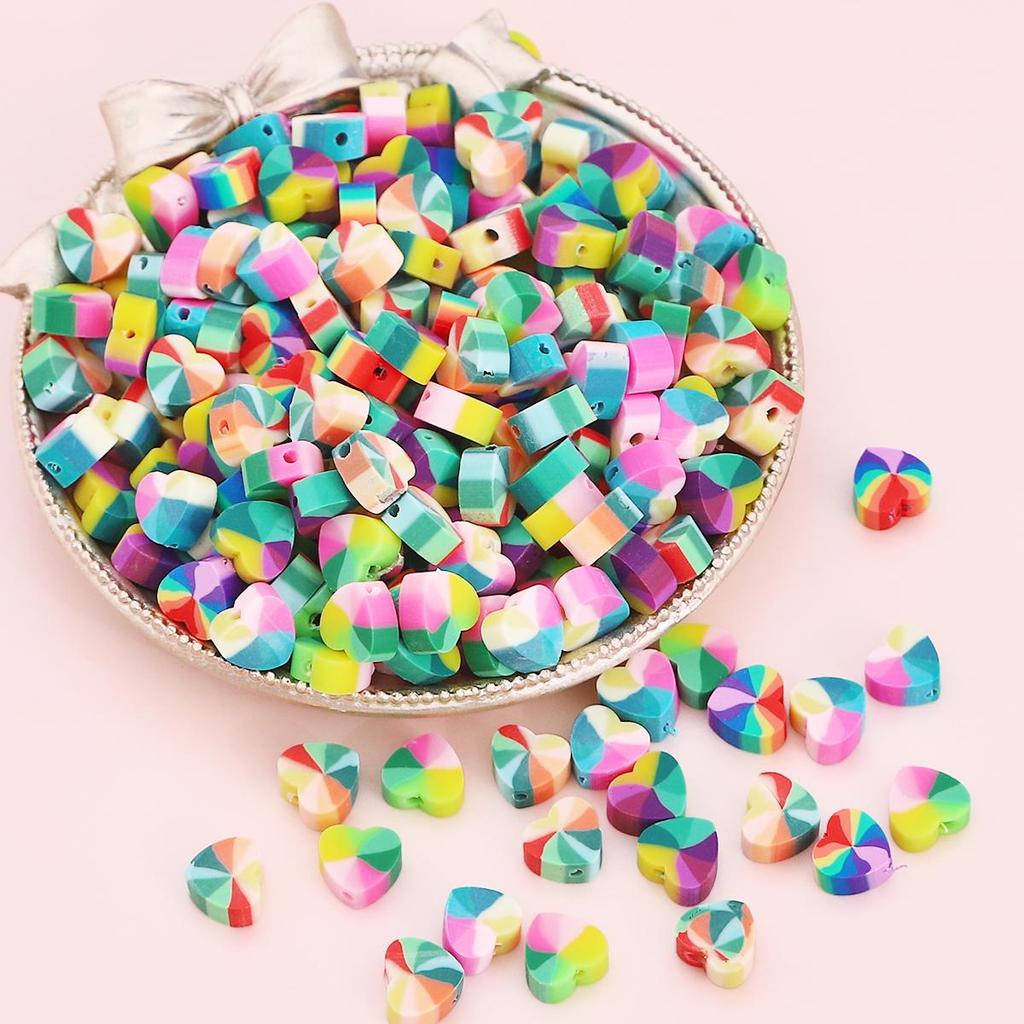 30 Τεμάχια 9*10mm Μίξη Χρωμάτων Καρδιά Αγάπης Χαλαρές Χάντρες Χάντρες Πολυμερούς Πηλού Για Κατασκευή Κοσμημάτων DIY Βραχιόλι Κολιέ Σκουλαρίκια