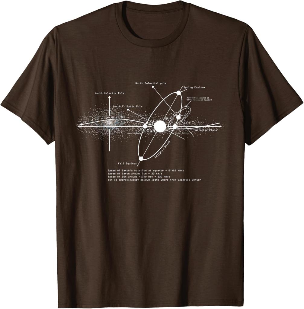 Solar System Diagram Astronomy T-Shirt Men's Casual Cotton Graphic Tee Trip Wear