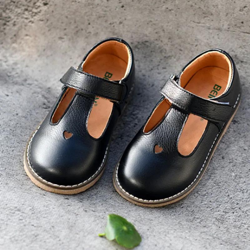 Formal Girls Dress Shoes for Holiday Party Baby Girl Shoes Low Heels Kids Genuine Leather Shoes Heart-shape Child Sneaker H06192