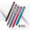 FLAIR 3 in 1 Retractable Ball Pen Pack of 5, Multi Color Ink Pen Blue Black Red for Office School Writing Smooth Use