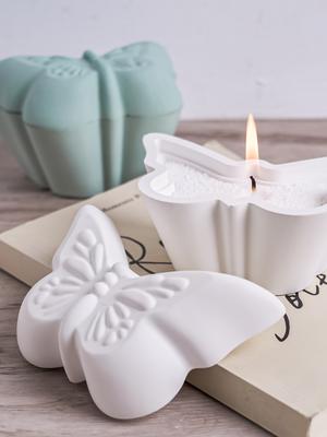 DIY Butterfly Candle Cup Silicone Mold with Lid Handmade Butterfly Jewelry Storage Jar Plaster Resin Ornament Molds Home Decor