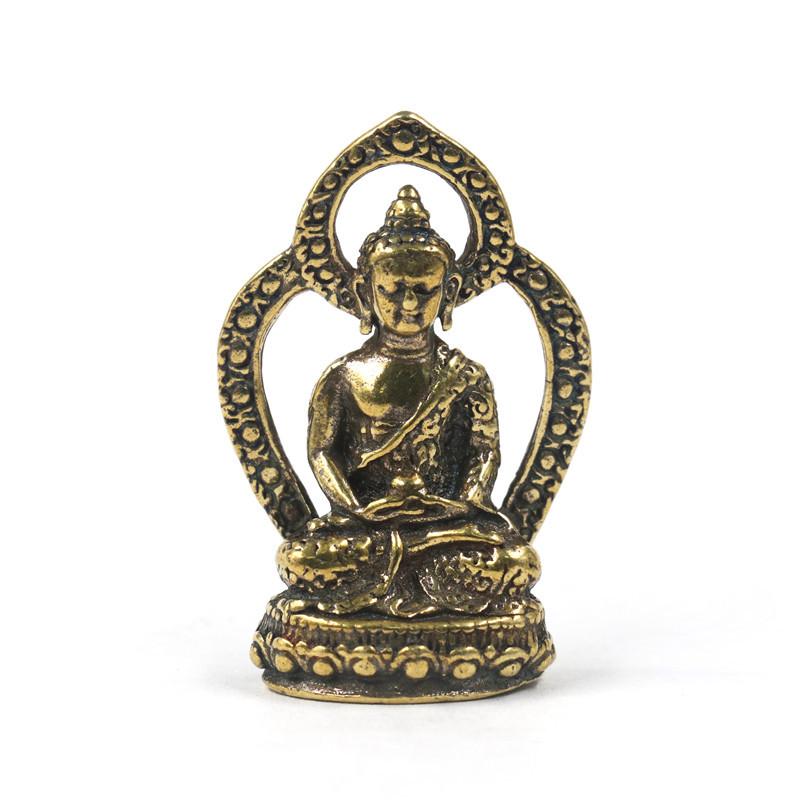 Латунный изношенный Будда с тремя святыми, подвеска в виде ключа от машины, орнамент Бодхисаттвы Будды Амитабхи, 1 шт.