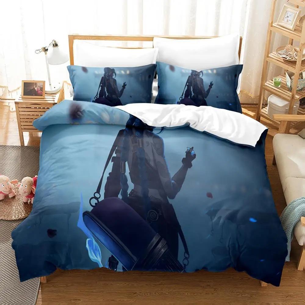 New Jinx Lol Bedding Set Single Twin Full Queen King Size Bed Set Aldult Kid Bedroom Duvetcover Sets 3D Anime Bed Sheet Set