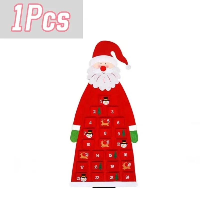 24 Day Advent Calendar Santa Felt Pendant for Christmas Decoration Pendant Countdown  Holiday Wall Calendar Home Decoration