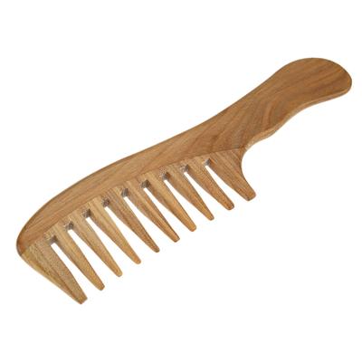 1 Stück Holzkamm, natürliches grünes Sandelholz, handgefertigt, breiter Zahn, Holzkamm, Massagekamm, handgefertigt