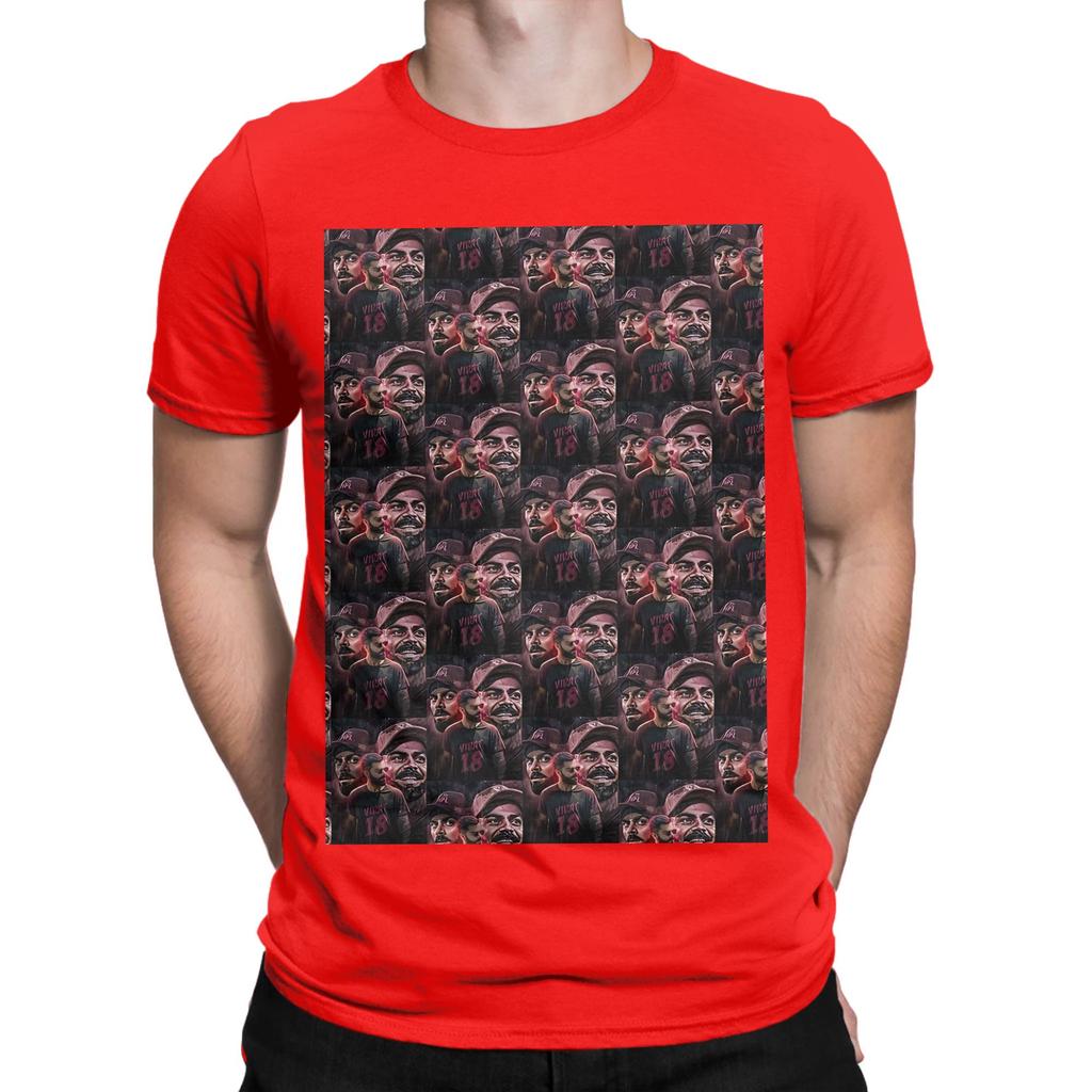 King Kohli Intense Portrait Collage RCB Funny Graphic 100 Cotton TShirt RCB Tops Tees For Unisex
