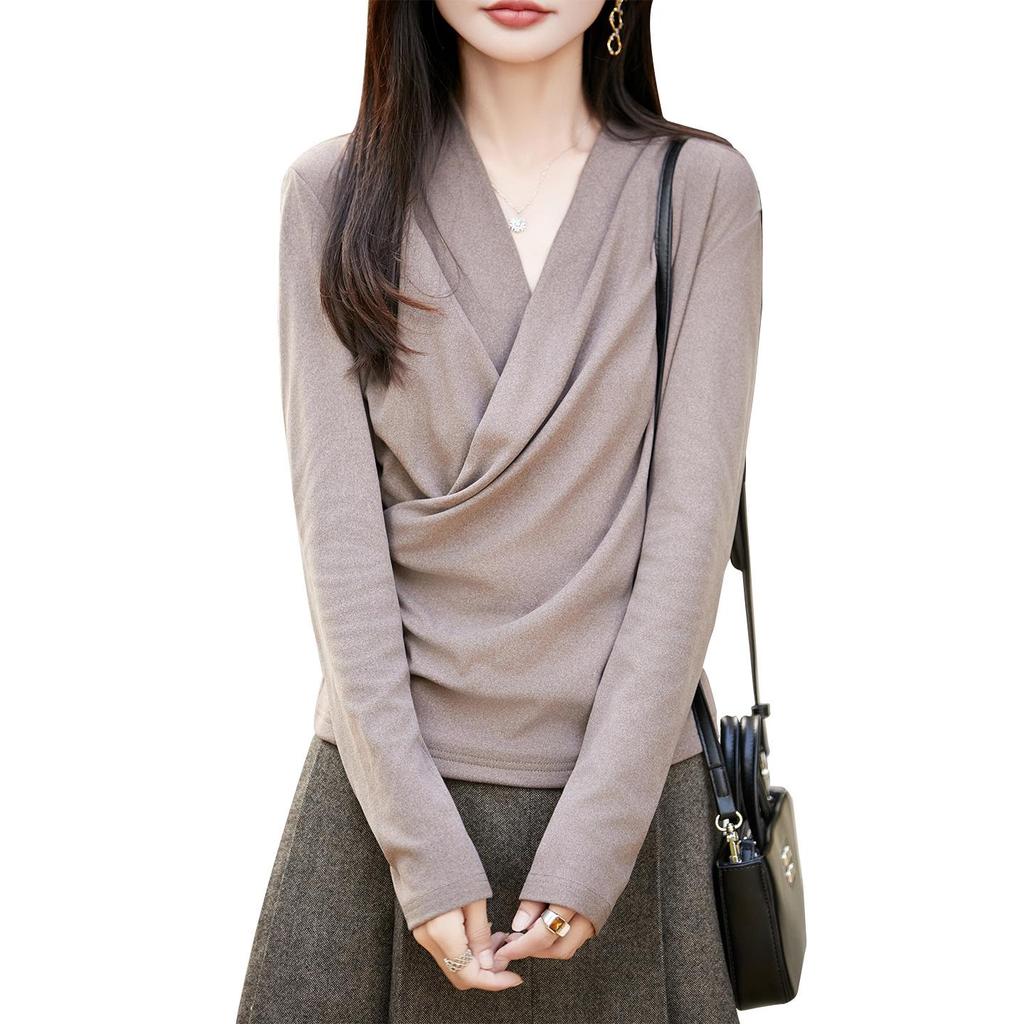 Chic Slimming V-Neck Women's T-Shirt - Autumn/Winter 2025 Collection