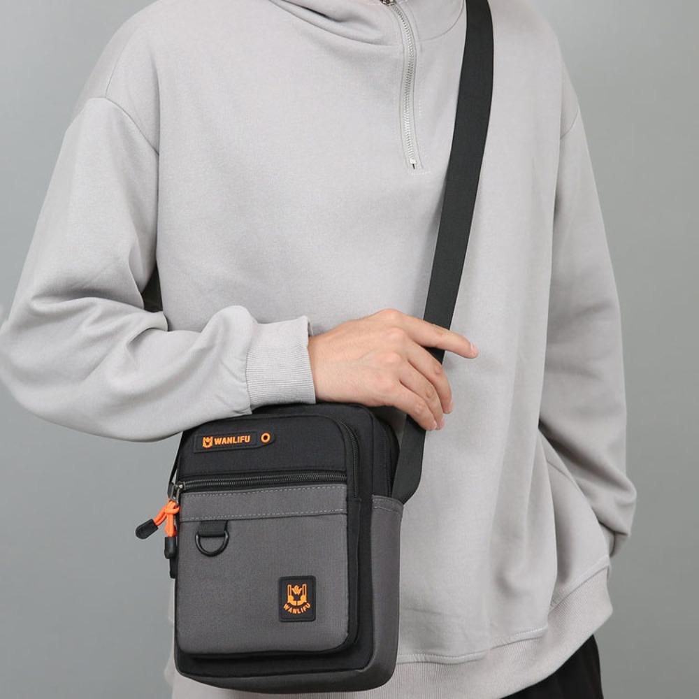 Multi-pockets Men's Business Bag Large Capacity Canvas Crossbody Bag Men's Shoulder Bag  Male