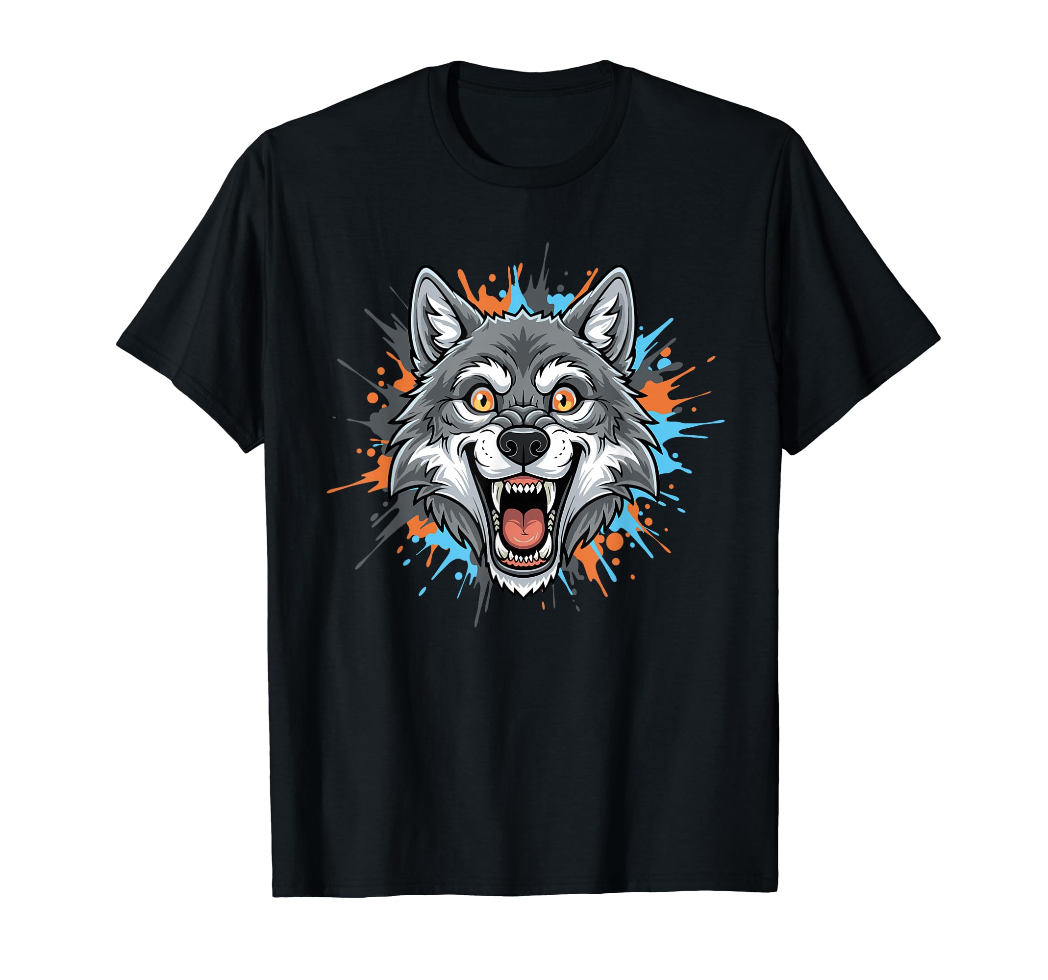 Howling Wolf Head Fierce Predator Color Splash T-Shirt