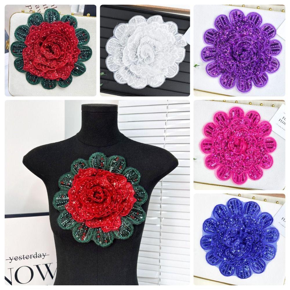 Full Diamond Rose-Shaped Patch Heavy-Duty Large Flower Applique Skirt Corsage Patch Cloth
