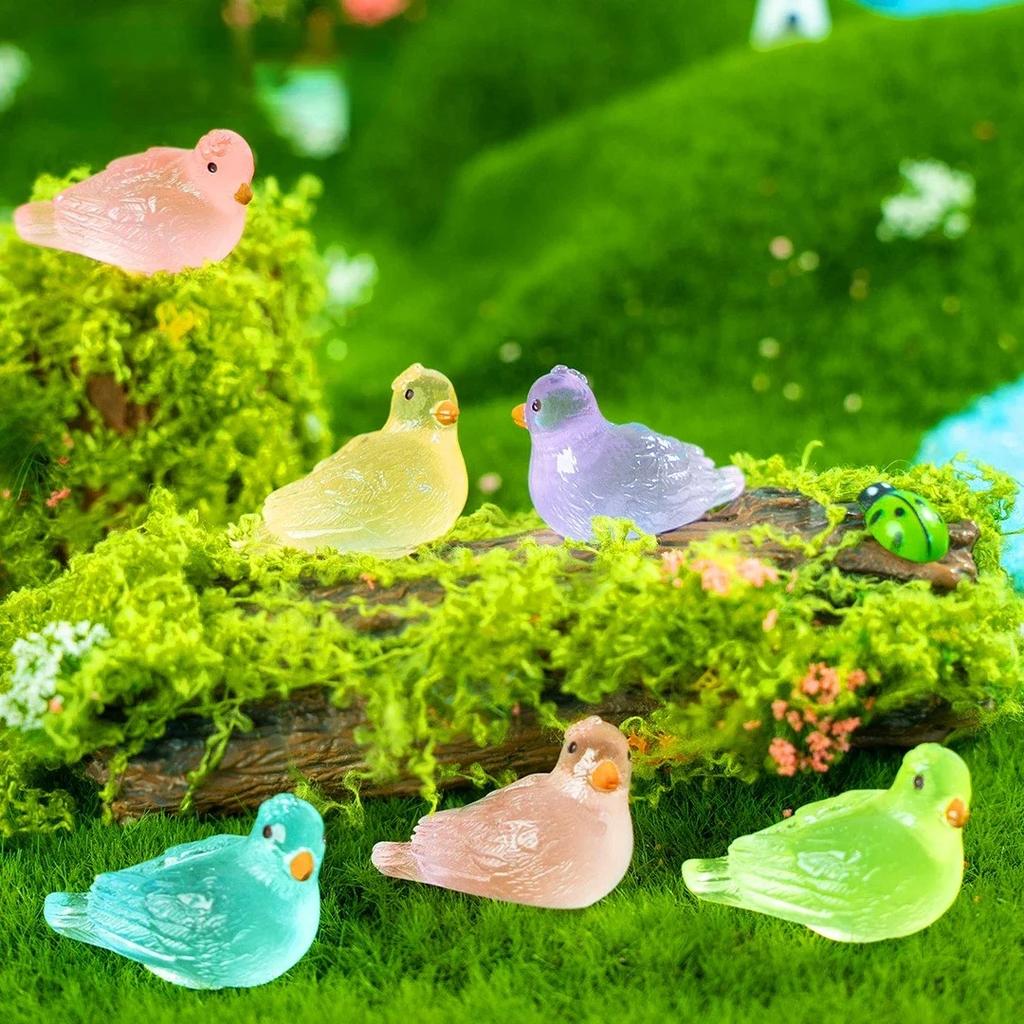 10Pcs Miniature Pigeon Home Decor Diy Accessories Luminous Dove Glow At Night Doll House Decoration Fairy Garden Decorate