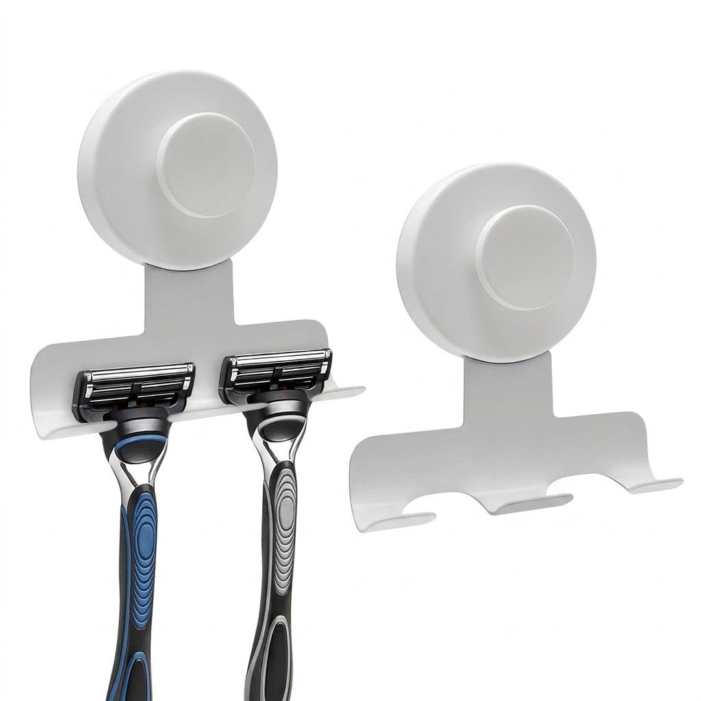 Detachable Stainless Steel Razor Holder with Reusable Suction Cup Hook for Shower