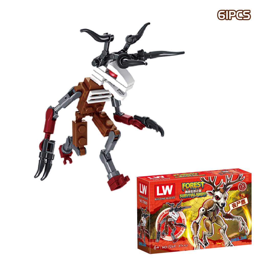 99 Nights in The Forest Building Block Horror Deer Owl Goat Cat Mammoth Loses Deer Assembled Bricks Kids Toys Gift Blind Box