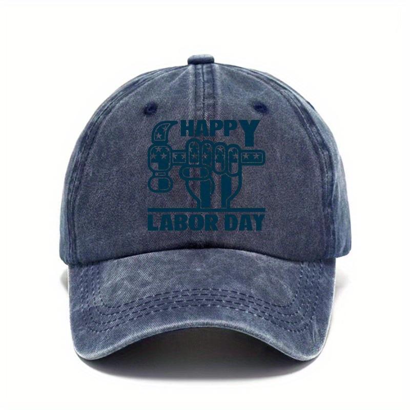 Happy Labor Day Fist Hammer Graphic Baseball Cap Distressed Casual Adjustable Hat Unisex Hat Unisex