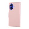 For iPhone 16 Case Zipper Wallet Leather Phone Cover with Wrist Strap