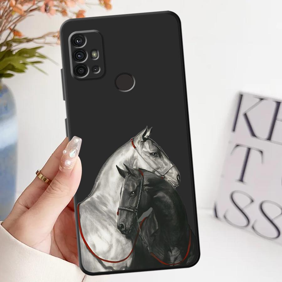 

White Black Horse Case for Motorola Moto G53 G30 G50 G52 G71 G32 G60s G51 G73 G22 Edge40 Edge 20 Pro 30 Lite Phone Cover Motorola Edge 20