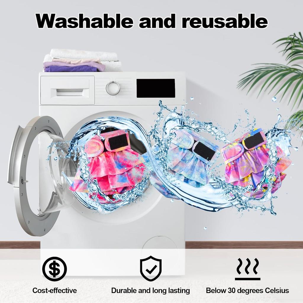 Reble Dog Diapers Female Washable, Premium Doggie Diaper for Dogs, Pack of 3, Highly Absorbent Small Dog Diaper for Heat, Incontinence and Puppy