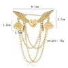 Retro Angel Wing Heart Shirt Suit Collar Tip Lapel Brooch Pin with Chain Tassel