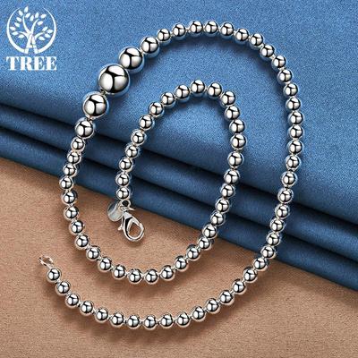 925 Ayar Gümüş Lüks Muhteşem Charm Moda Değişir Pürüzsüz Boncuk Zincir Kolye Takı