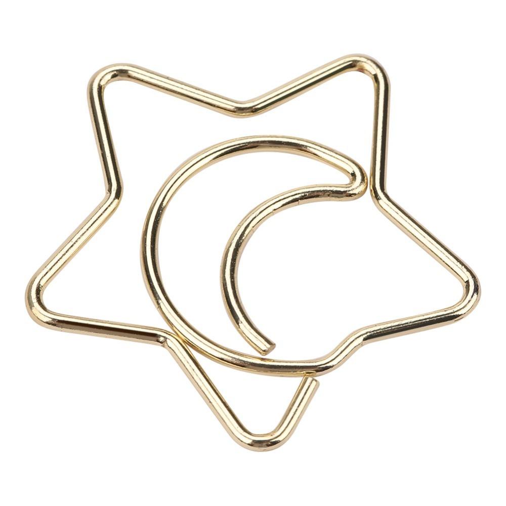 10PCS Iron Bookmark Clips Electroplating Memo Clips Bookmarks Star Moon Clips  Document Organizing