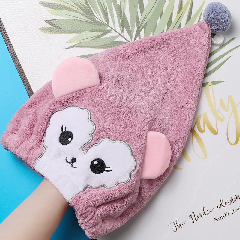 Cute Cartoon Antibacterial Quick-Dry Hair Cap - Super Absorbent, Elastic Bath Head Wrap Towel for Women