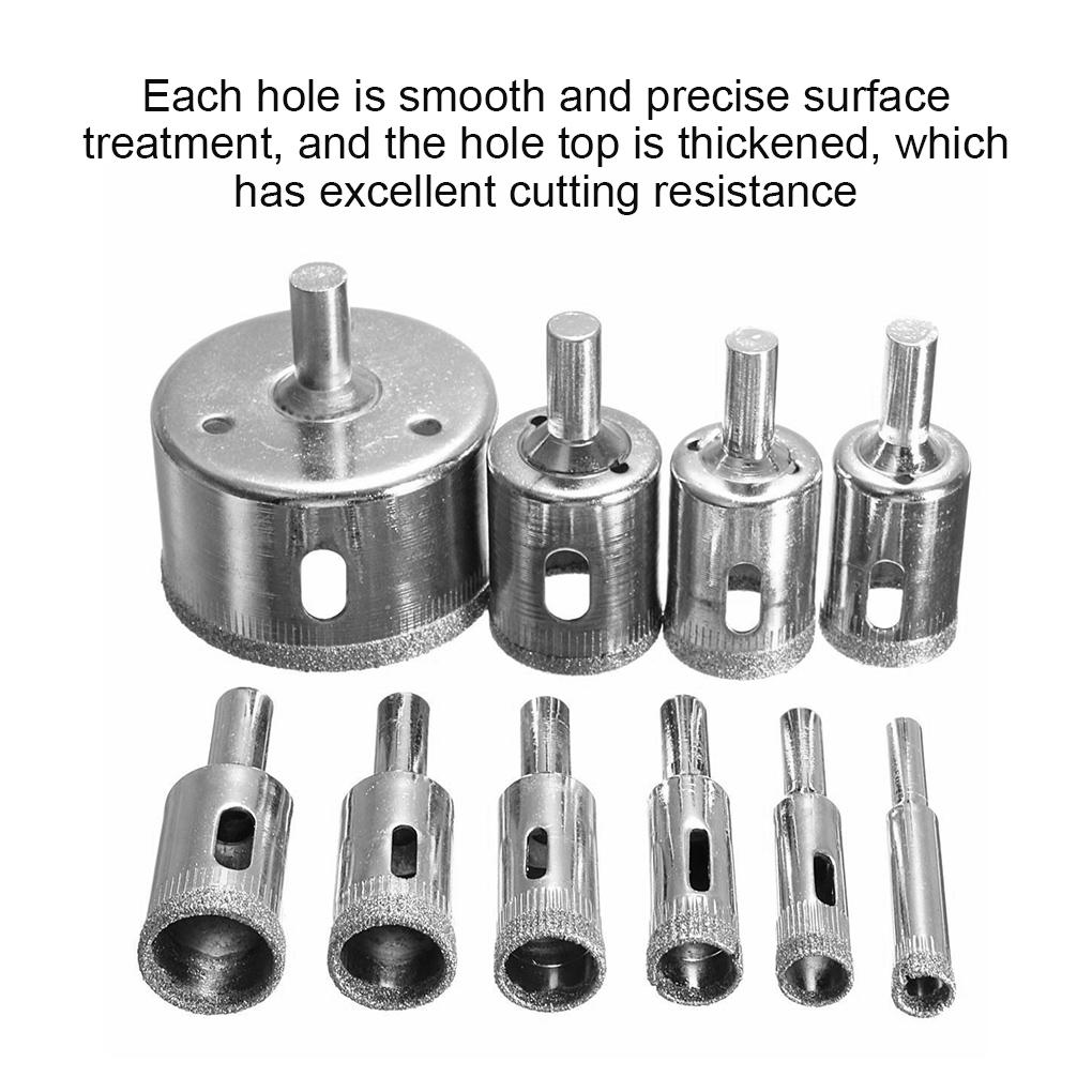 10pcs/set 8-50mm Glass Hole Drilling Ceramic Drill Tools Carbon Steel Porcelain Bits Set Opener Replacement Accessories
