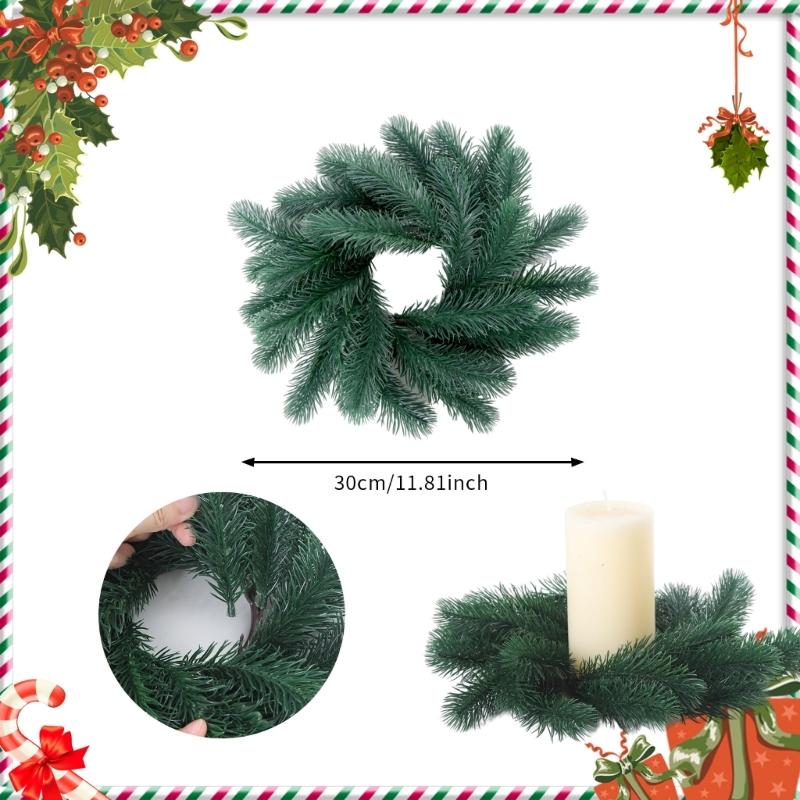 Norfolk Pine Garland Artificial Snow Pine Garland for Christmas Home Table Centerpieces Christmas Candle Rings Wreath