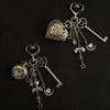 Fashion Hollow Heart Pocket Watch Chain Keychain Design Steampunk Clock Vintage Necklace Pendant Jewelry Watch Couple Gift