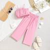 Costumes d'été pour filles, petites et moyennes bretelles pour enfants, gilets en maille fleurie, costumes et pantalons, costumes deux pièces