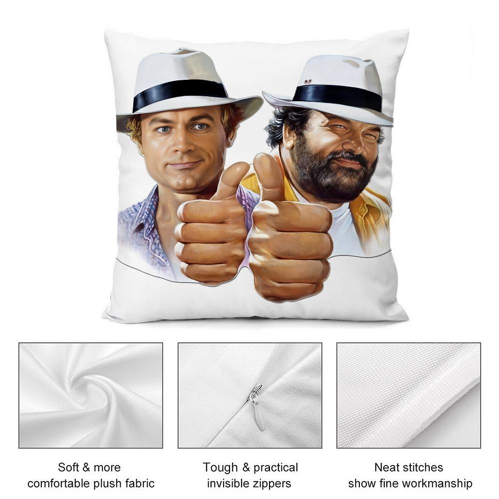 Federa Cuscino T-Terence Hill E Bud S-Spencer Copricuscini Corti in Peluche Decorativi per Divano Casa Stampa Double-Sided Copricuscino