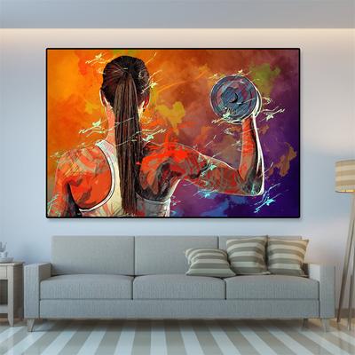 Affiche imprimée de Graffiti pour fille, peinture sur toile avec haltère, sport corporel, Motivation, image moderne, décoration murale pour la maison, cadeau