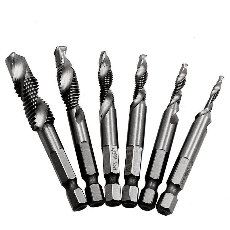 Multifunctional Hex Shank Spiral Tap and Drill Set for Electric Drills